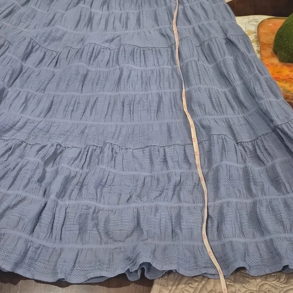 Max Studio Lavender Tiered Cotton Blend A-Line Skirt - Picture 4 of 6